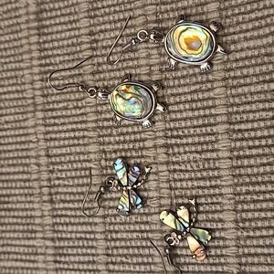 Two sets abalone earrings